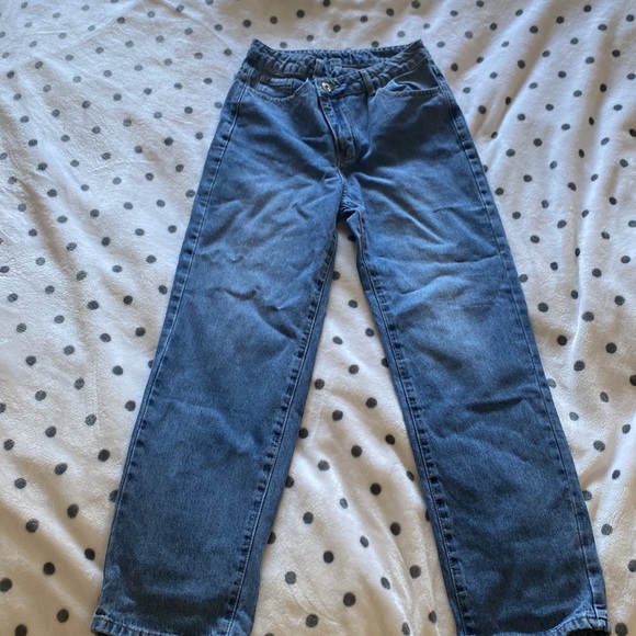 blue washed asymmetric buttoned jeans - Picture 3 of 5